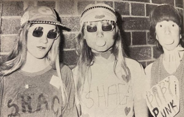 An image of Susie Walsh and friends dressed in punk clothes.